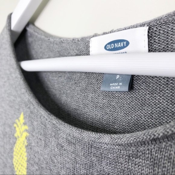 OLD NAVY Pineapple Crewneck Cotton Blend Sweatshirt Pullover Gray Yellow Sz S - Picture 7 of 9